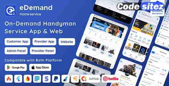 eDemand Nulled - Multi Vendor On Demand Handy Services, with Flutter App | Admin panel | Web Version