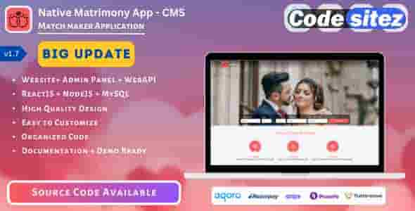 Native Matrimony Nulled CMS (Website, Admin Panel, API, Database)