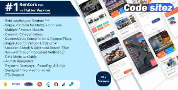 Rentors Plus Nulled - Universal Flutter App For Renting and Hiring