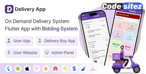 Delivery App Nulled - On Demand Delivery System Flutter App with bidding system | Courier App