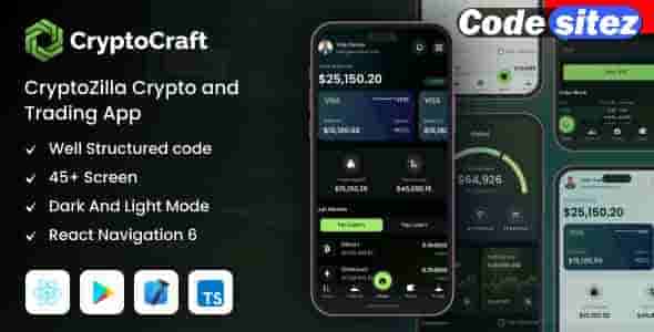 Download free CryptoCraft - React Native CLI Cryptocurrency Mobile App Template Nulled