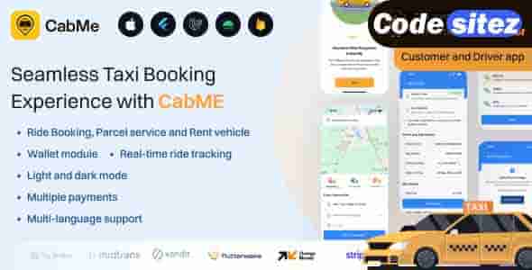CabME - Flutter Complete Taxi app | Taxi Booking Solution