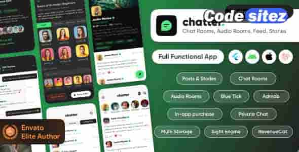 Chatter : Ultimate Social Media with Chat Rooms, Posts, Stories, Audio Room: Flutter/Laravel