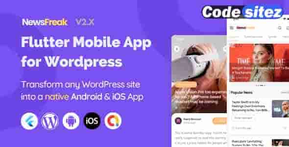 Download free Newsfreak - Flutter Mobile App for WordPress Nulled
