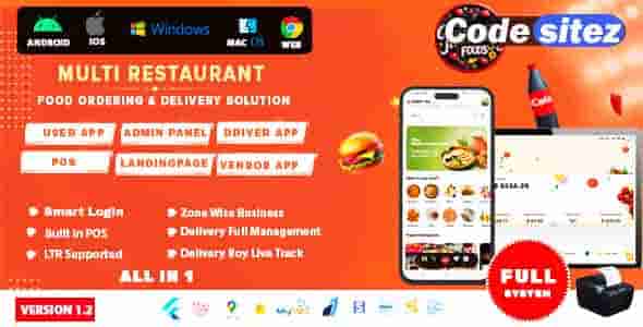 ThunderFood - Nulled - Multi Restaurant Food Ordering & Delivery Solution (User, Driver, Admin, POS)