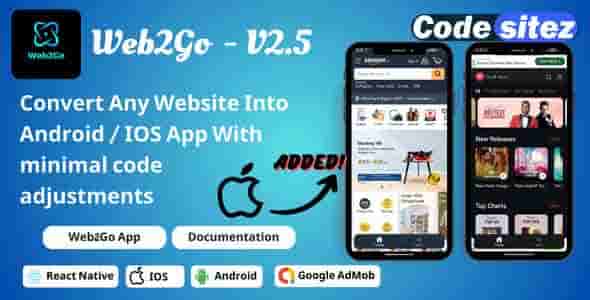 Web2Go Nulled - Website to React Native IOS Android App | Convert Website into App