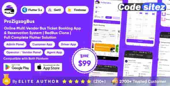 ProZigzagBus Nulled : Multi Vendor Bus Ticket Booking App & Reservation System Flutter Solution