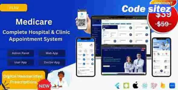 Medicare: Hospital & Clinic Management and Appointment System with Admin, Web, User, and Doctor Apps